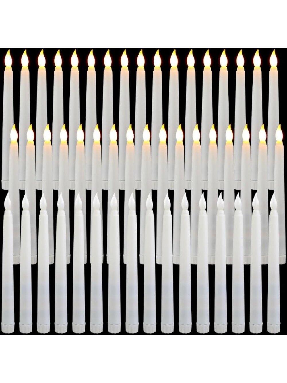50 Pcs 8.5" White LED Flameless Taper Candles - Bulk Set for Home Decor & Events